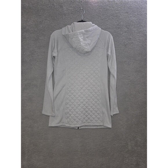 Columbia Hooded Jacket Womens Small Light Gray Quilted Full Zip Longline Fleece - Picture 5 of 10